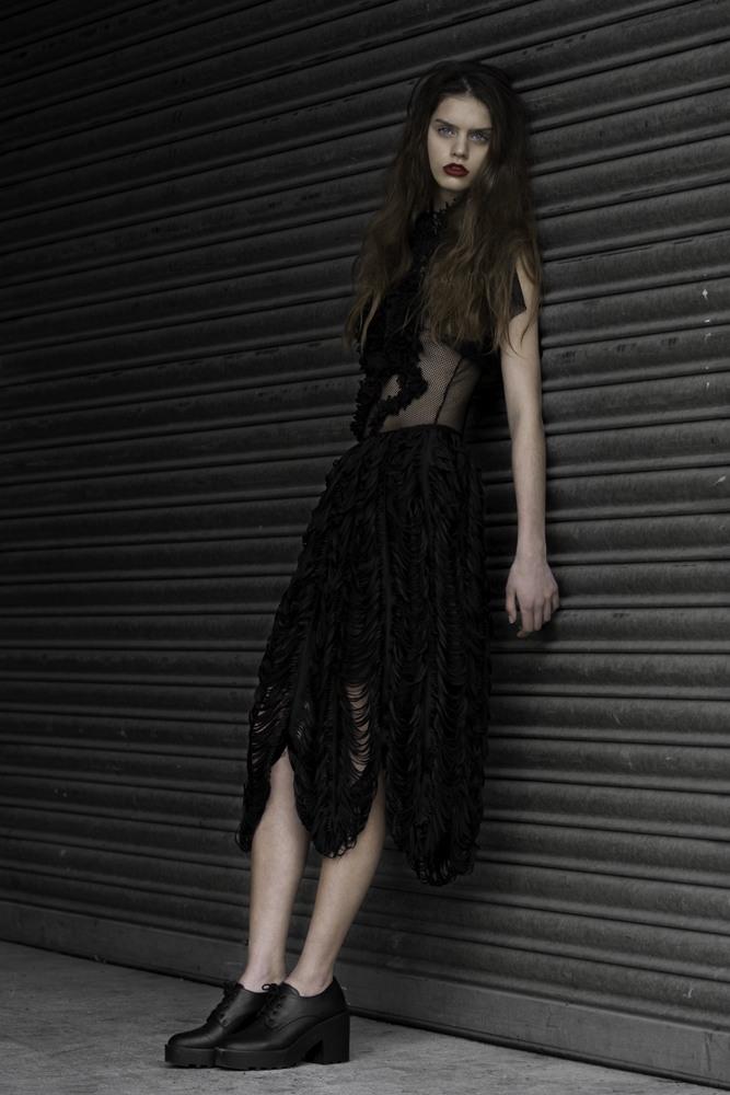 Black lace dress Haruco-vert - Fashion editorial Amsterdam Ruud van Ooij