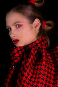 Red and black houndstooth jacket by Haruco-vert - Fashion photography by Ruud van Ooij